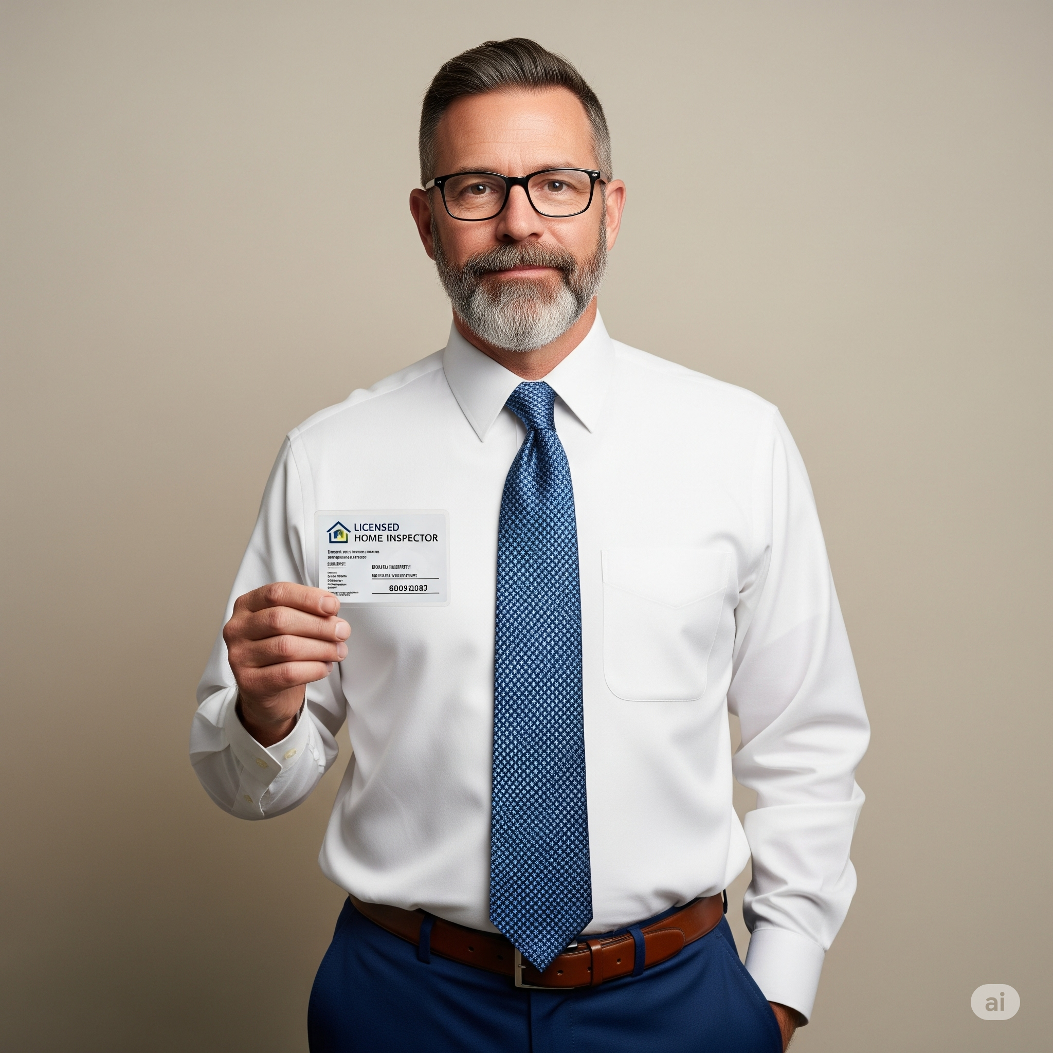 Licensed home inspector showing credentials